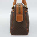 CELINE Macadam Canvas Boston Bag PVC Leather Brown Gold Auth 186321A-4