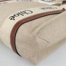 Chloe Woody Tote Bag Canvas Beige Auth 186322A-9