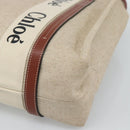 Chloe Woody Tote Bag Canvas Beige Auth 186322A-15