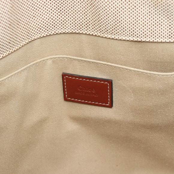 Chloe Woody Tote Bag Canvas Beige Auth 186322A