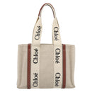 Chloe Woody Tote Bag Canvas Beige Auth 186322A-2