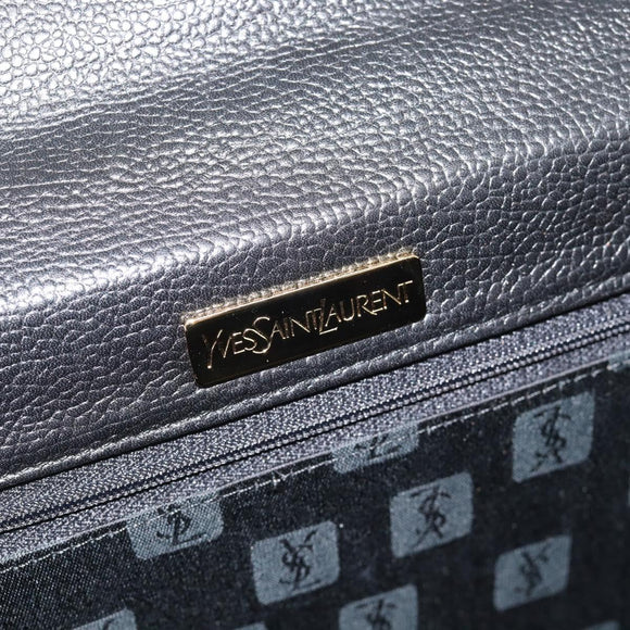SAINT LAURENT Hand Bag Leather Black Gold Auth 186323A
