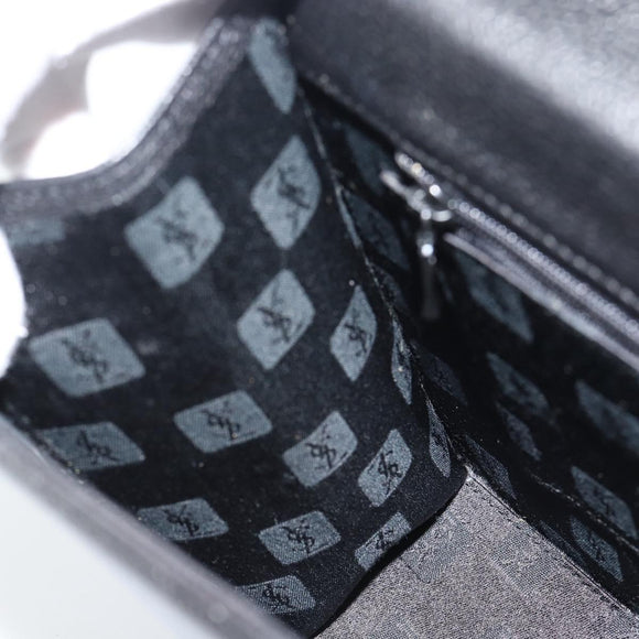 SAINT LAURENT Hand Bag Leather Black Gold Auth 186323A