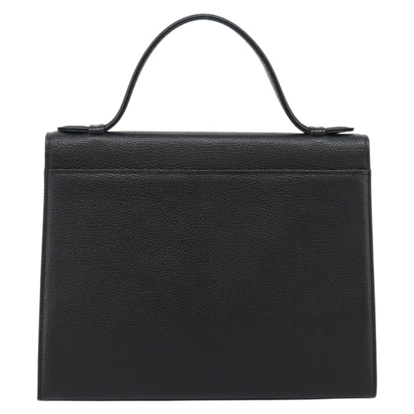 SAINT LAURENT Hand Bag Leather Black Gold Auth 186323A