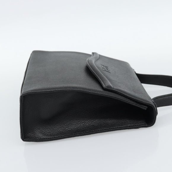 SAINT LAURENT Hand Bag Leather Black Gold Auth 186323A