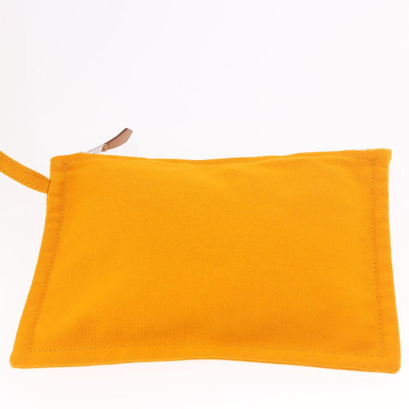 HERMES Cannes PM Hand Bag Canvas Yellow Silver Auth 186325A