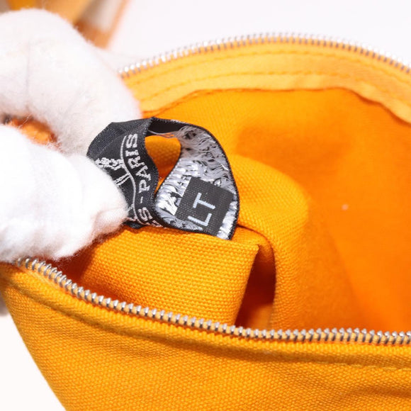 HERMES Cannes PM Hand Bag Canvas Yellow Silver Auth 186325A