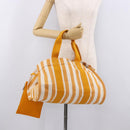 HERMES Cannes PM Hand Bag Canvas Yellow Silver Auth 186325A-23