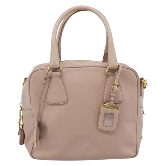 PRADA Hand Bag Saffiano leather 2way Pink Gold Auth 186328A