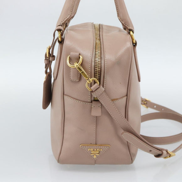 PRADA Hand Bag Saffiano leather 2way Pink Gold Auth 186328A