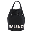 BALENCIAGA Hand Bag Canvas Black Silver 619458 Auth 186329A-1