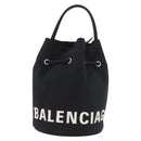 BALENCIAGA Hand Bag Canvas Black Silver 619458 Auth 186329A-13
