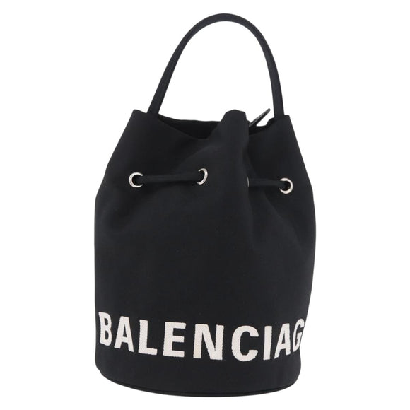 BALENCIAGA Hand Bag Canvas Black Silver 619458 Auth 186329A