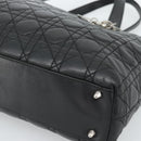 Christian Dior Large Shopper Canage Tote Bag Lamb Skin Black Silver Auth 186330A-10