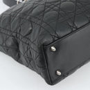 Christian Dior Large Shopper Canage Tote Bag Lamb Skin Black Silver Auth 186330A-11