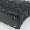 Christian Dior Large Shopper Canage Tote Bag Lamb Skin Black Silver Auth 186330A-12