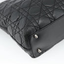 Christian Dior Large Shopper Canage Tote Bag Lamb Skin Black Silver Auth 186330A-13