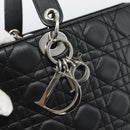 Christian Dior Large Shopper Canage Tote Bag Lamb Skin Black Silver Auth 186330A-14
