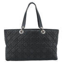 Christian Dior Large Shopper Canage Tote Bag Lamb Skin Black Silver Auth 186330A-3