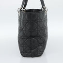 Christian Dior Large Shopper Canage Tote Bag Lamb Skin Black Silver Auth 186330A-4
