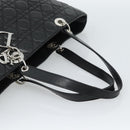Christian Dior Large Shopper Canage Tote Bag Lamb Skin Black Silver Auth 186330A-7