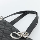 Christian Dior Large Shopper Canage Tote Bag Lamb Skin Black Silver Auth 186330A-8