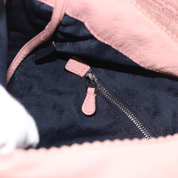 LOEWE Shoulder Bag Leather Pink Silver Auth 186331A