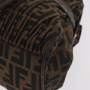 FENDI Zucca Canvas Hand Bag Black Brown Auth 186332-16