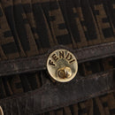 FENDI Zucca Canvas Hand Bag Black Brown Auth 186332-17