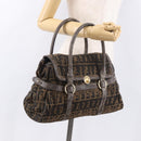 FENDI Zucca Canvas Hand Bag Black Brown Auth 186332-26