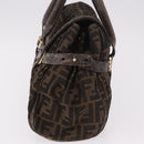 FENDI Zucca Canvas Hand Bag Black Brown Auth 186332-3