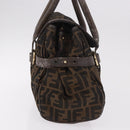 FENDI Zucca Canvas Hand Bag Black Brown Auth 186332-4