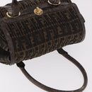 FENDI Zucca Canvas Hand Bag Black Brown Auth 186332-6