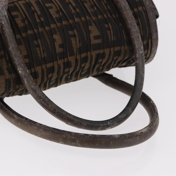 FENDI Zucca Canvas Hand Bag Black Brown Auth 186332