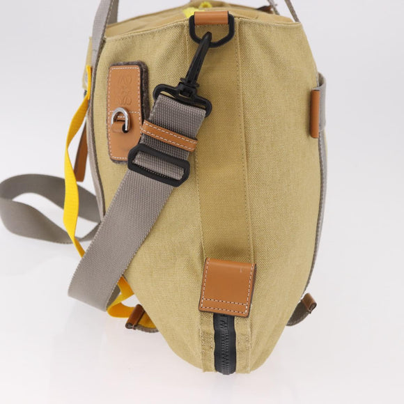 LOEWE Loewe Nature Tote Bag Canvas 2way Beige Zilver Auth 186333A