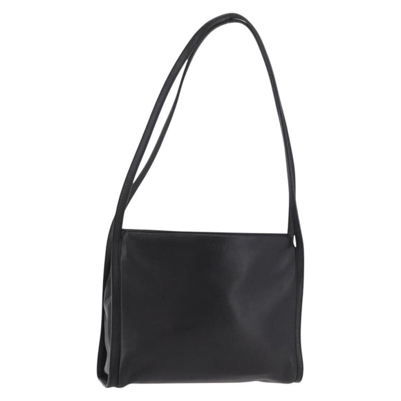 LOEWE Shoulder Bag Leather Black Gold Auth 186334A