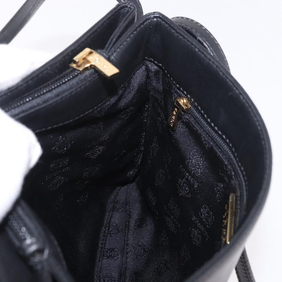 LOEWE Shoulder Bag Leather Black Gold Auth 186334A