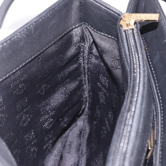 LOEWE Shoulder Bag Leather Black Gold Auth 186334A