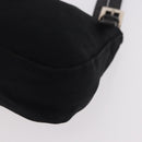 FENDI Mamma Baguette Shoulder Bag Cotton jersey Black Silver Auth 186336-15