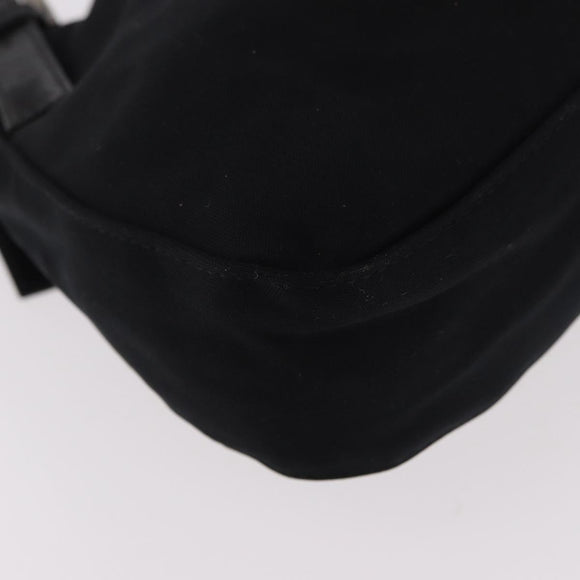 FENDI Mamma Baguette Shoulder Bag Cotton jersey Black Silver Auth 186336