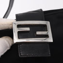 FENDI Mamma Baguette Shoulder Bag Cotton jersey Black Silver Auth 186336-18