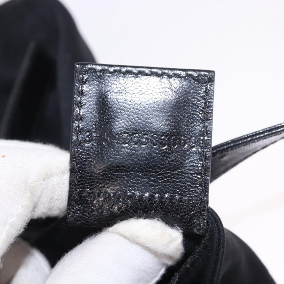 FENDI Mamma Baguette Shoulder Bag Cotton jersey Black Silver Auth 186336