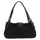 FENDI Mamma Baguette Shoulder Bag Cotton jersey Black Silver Auth 186336-2