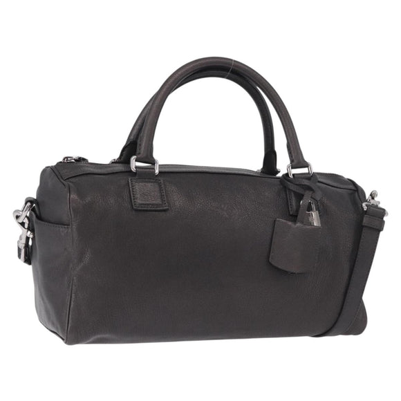 LOEWE Hand Bag Leather 2way Gray Silver Auth 186337M
