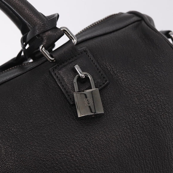 LOEWE Hand Bag Leather 2way Gray Silver Auth 186337M