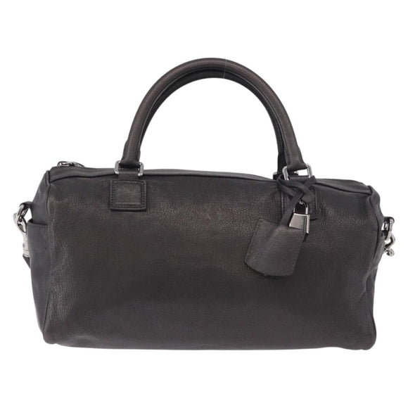 LOEWE Hand Bag Leather 2way Gray Silver Auth 186337M