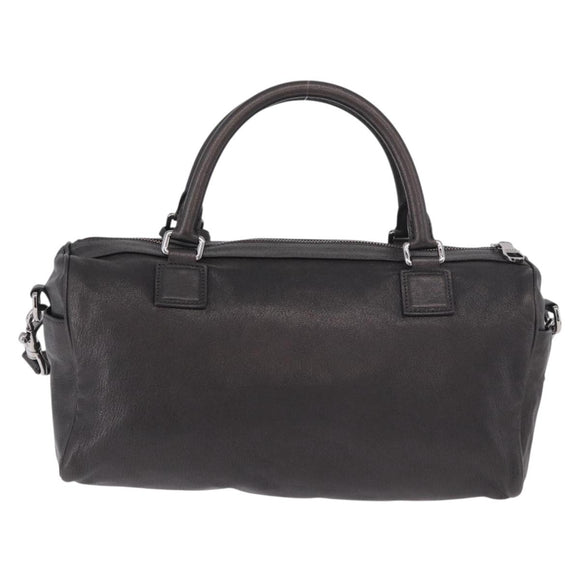 LOEWE Hand Bag Leather 2way Gray Silver Auth 186337M
