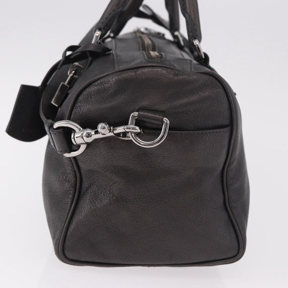 LOEWE Hand Bag Leather 2way Gray Silver Auth 186337M