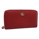 GUCCI GG Marmont Long Wallet Leather Red Gold 456117 Auth 186348A-1