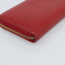GUCCI GG Marmont Long Wallet Leather Red Gold 456117 Auth 186348A-16